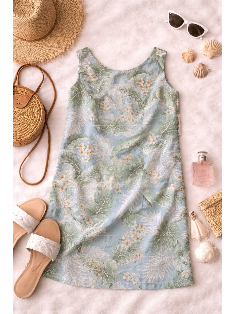 NWT Aloha Republic Vintage Women's Tropical Tank Dress Sleeveless Blue Green 2XL
